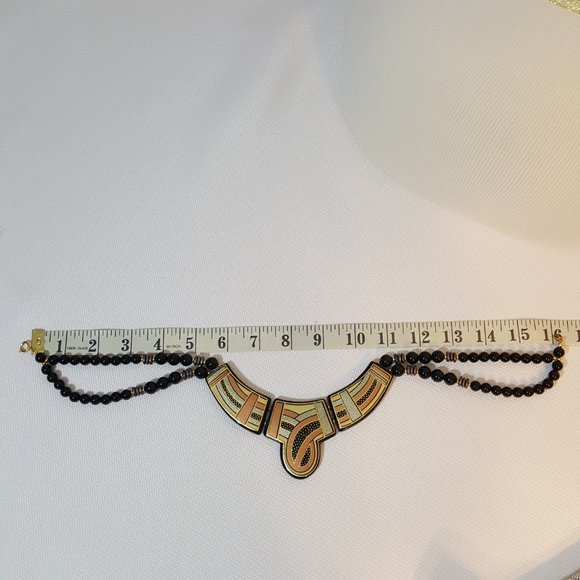 Vintage Statement Piece Necklace Made in Japan Copper Gold Black Silver 16 Inch - Picture 6 of 6